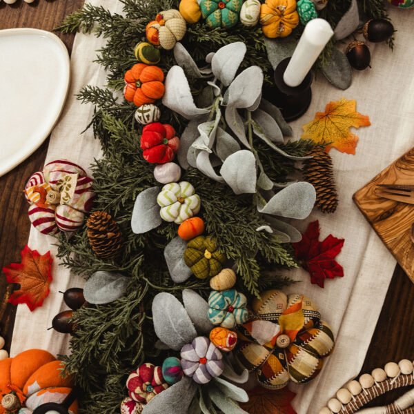Upcycled Saree Cloth Pumpkin Garland