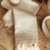 Gray Cotton Hand Towel with Fringe
